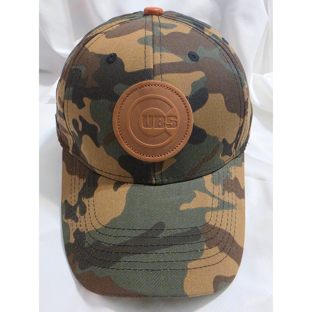 Chicago Cubs Camo Baseball Hat Leather Patch Magellan Corp Camouflage Mens Cap
